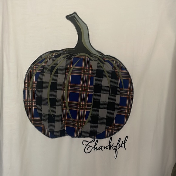 3/4 length Thankful Fall tee. Baseball style - off white and olive green. 2XL - Picture 2 of 3